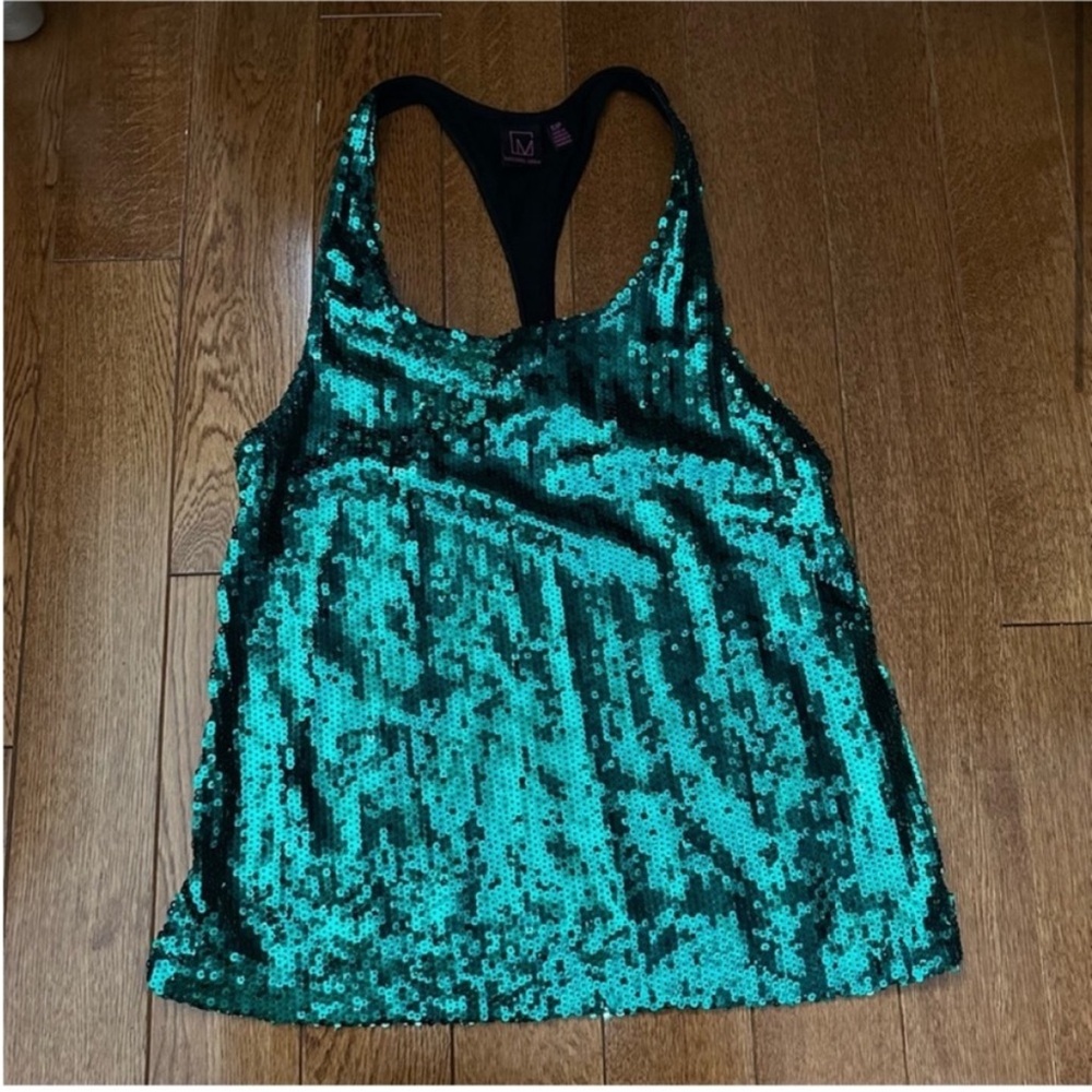Green sequin tank